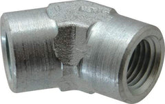 Parker - 1/4 Female Thread, Zinc Plated Steel Industrial Pipe 45° Female Elbow - FNPTF, 5,000 psi - Industrial Tool & Supply
