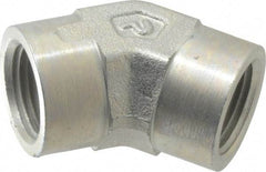 Parker - 3/8 Female Thread, Zinc Plated Steel Industrial Pipe 45° Female Elbow - FNPTF, 4,500 psi - Industrial Tool & Supply