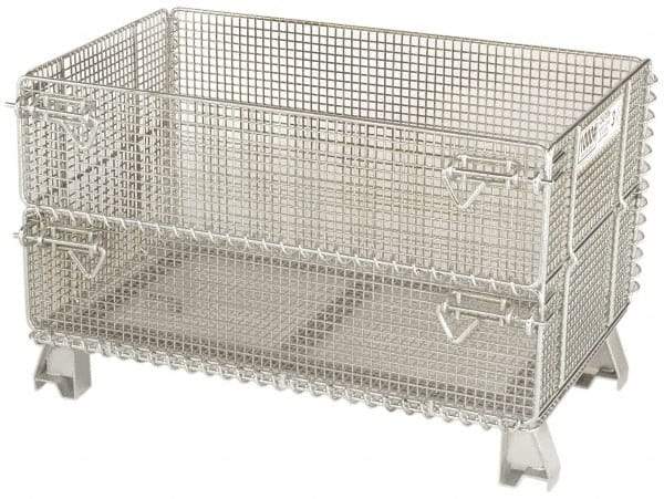 Nashville Wire - 32" Long x 20" Wide x 16" High Steel Basket-Style Bulk Folding Wire Mesh Container - 1,000 Lb. Load Capacity - Industrial Tool & Supply