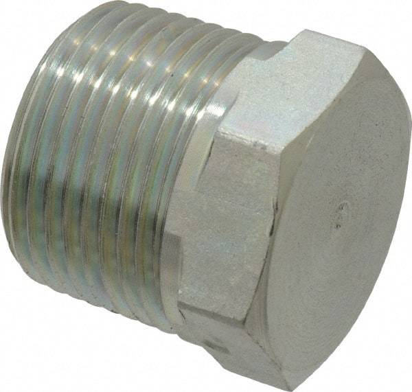 Parker - 3/4 Male Thread, Zinc Plated Steel Industrial Pipe Hex Head Plug - MNPTF, 5,500 psi - Industrial Tool & Supply