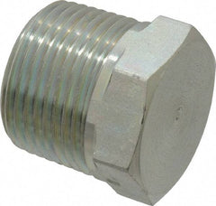 Parker - 3/4 Male Thread, Zinc Plated Steel Industrial Pipe Hex Head Plug - MNPTF, 5,500 psi - Industrial Tool & Supply