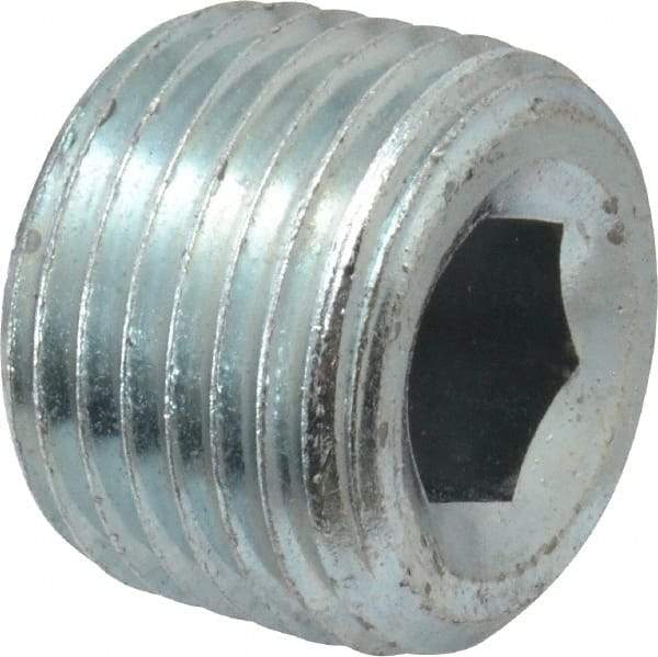 Parker - 1/2 Male Thread, Zinc Plated Steel Industrial Pipe Hollow Hex Plug - MNPTF, 6,000 psi - Industrial Tool & Supply