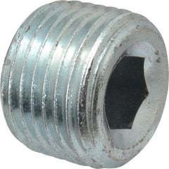 Parker - 1/2 Male Thread, Zinc Plated Steel Industrial Pipe Hollow Hex Plug - MNPTF, 6,000 psi - Industrial Tool & Supply