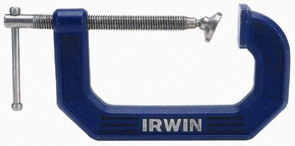 Irwin - Regular-Duty 5" Max Opening, 3-1/4" Throat Depth, Cast Iron Standard C-Clamp - 1,500 Lb Capacity, 0" Min Opening, Standard Throat Depth - Industrial Tool & Supply