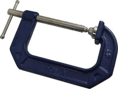 Irwin - Regular-Duty 4" Max Opening, 3" Throat Depth, Cast Iron Standard C-Clamp - 1,000 Lb Capacity, 0" Min Opening, Standard Throat Depth - Industrial Tool & Supply