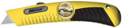 PHC - Retractable Utility Knife - Yellow Metal Handle, 1 Blade Included - Industrial Tool & Supply