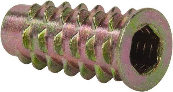 E-Z LOK - 1/4-20, Zinc Alloy Flanged Hex Drive Insert - 23/64" Drill, 0.3543" Hole Diam, 63/64" Long, 1" Min Grip, M6 Hex - Industrial Tool & Supply