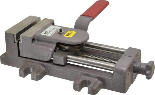 Heinrich - 4" Jaw Opening Capacity x 1-3/8" Throat Depth, Horizontal Drill Press Vise - 4" Wide x 1-3/8" High Jaw, Stationary Base, Standard Speed, 11-3/4" OAL - Industrial Tool & Supply
