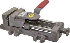 Heinrich - 4" Jaw Opening Capacity x 1-3/8" Throat Depth, Horizontal Drill Press Vise - 4" Wide x 1-3/8" High Jaw, Stationary Base, Standard Speed, 11-3/4" OAL - Industrial Tool & Supply