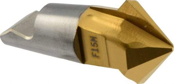 Seco - MM12 M02 Grade F15M Carbide Chamfer Milling Tip Insert - 2 Flutes, 0.63" Cutting Diam, 0.295" Depth of Cut, 0.677" Extension - Industrial Tool & Supply