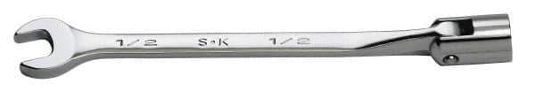 SK - 7/16" 12 Point Flexhead Combination Wrench - 7" OAL, Steel, Chrome Finish - Industrial Tool & Supply