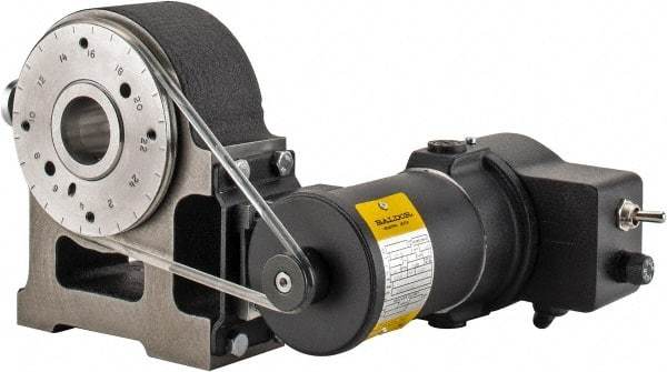 Harig - 5C Compatible, 24 Increment, Horizontal Spin Collet Indexer - 4-1/8" High Center, 1" Max Collet Capacity, 5" Wide x 6" Deep Base, 6-3/8" Overall Height, Motorized Operation - Industrial Tool & Supply