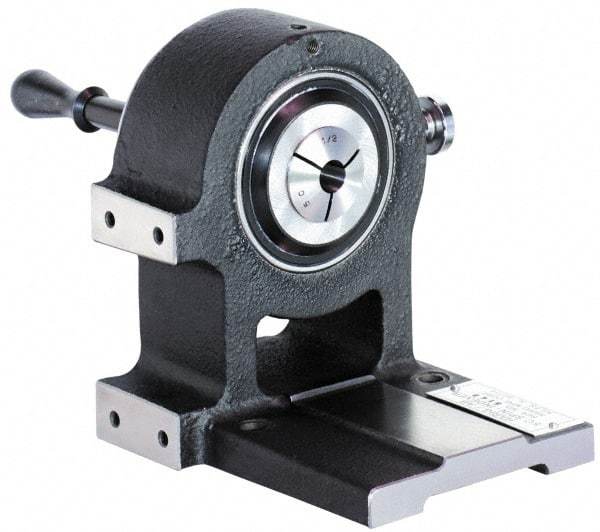Harig - 5C Compatible, 24 Increment, Horizontal Spin Collet Indexer - 4-1/8" High Center, 1" Max Collet Capacity, 6-3/8" Overall Height, Manual Operation - Industrial Tool & Supply