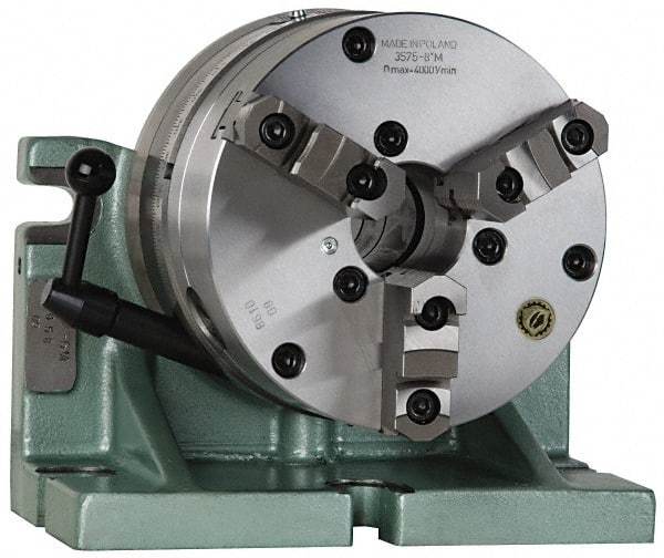 Bison - 360 Position, 8" Chuck, Super Indexing Spacer - 6.3" High Centerline, 1.024" Spacer Through Hole, 2.165" Chuck Through Hole, 15.04" OAL, 9.72" Overall Height - Industrial Tool & Supply