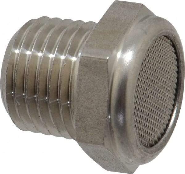Legris - 1/4 Male NPT, 17mm Hex, Exhaust Muffler - 175 Max psi, 108 Decibel Rating, Stainless Steel - Industrial Tool & Supply