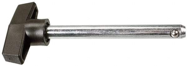 Value Collection - 1/4" Diam, 3-1/4" Usable Length, T Handle, Quick Release Pin - 3-1/4" OAL, Grade C1010/C1022 Steel, Zinc-Plated Finish - Industrial Tool & Supply