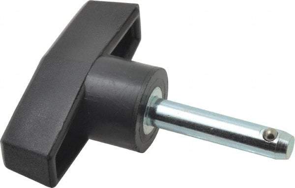Value Collection - 1/4" Diam, 1-1/4" Usable Length, T Handle, Quick Release Pin - 1-1/4" OAL, Grade C1010/C1022 Steel, Zinc-Plated Finish - Industrial Tool & Supply