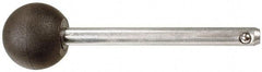 Value Collection - 1/4" Diam, 4-1/4" Usable Length, Ball Knob, Quick Release Pin - 4-1/4" OAL, Grade C1010/C1022 Steel, Zinc-Plated Finish - Industrial Tool & Supply