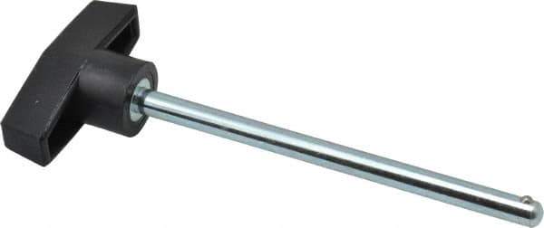 Value Collection - 1/4" Diam, 4" Usable Length, T Handle, Quick Release Pin - 4-3/4" OAL, Grade C1010/C1022 Steel, Zinc-Plated Finish - Industrial Tool & Supply