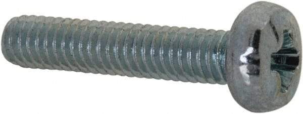 Value Collection - M2.5x0.45, 12mm Length Under Head Phillips Drive Machine Screw - Pan Head, Grade 4.8 Steel, Zinc-Plated Finish, Without Washer - Industrial Tool & Supply