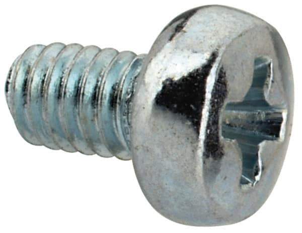 Value Collection - M2.5x0.45, 4mm Length Under Head Phillips Drive Machine Screw - Pan Head, Grade 4.8 Steel, Zinc-Plated Finish, Without Washer - Industrial Tool & Supply