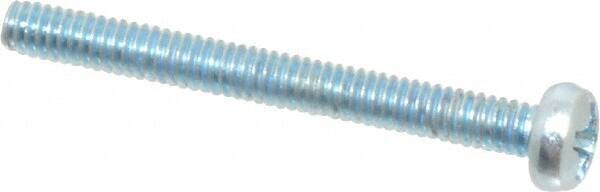 Value Collection - M2x0.40, 20mm Length Under Head Phillips Drive Machine Screw - Pan Head, Grade 4.8 Steel, Zinc-Plated Finish, Without Washer - Industrial Tool & Supply