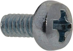 Value Collection - M2x0.40, 4mm Length Under Head Phillips Drive Machine Screw - Pan Head, Grade 4.8 Steel, Zinc-Plated Finish, Without Washer - Industrial Tool & Supply