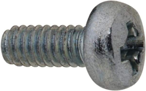 Value Collection - M2x0.40, 5mm Length Under Head Phillips Drive Machine Screw - Pan Head, Grade 4.8 Steel, Zinc-Plated Finish, Without Washer - Industrial Tool & Supply