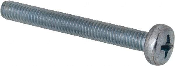 Value Collection - M4x0.70, 35mm Length Under Head Phillips Drive Machine Screw - Pan Head, Grade 4.8 Steel, Zinc-Plated Finish, Without Washer - Industrial Tool & Supply