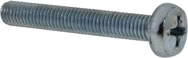 Value Collection - M5x0.80, 35mm Length Under Head Phillips Drive Machine Screw - Pan Head, Grade 4.8 Steel, Zinc-Plated Finish, Without Washer - Industrial Tool & Supply