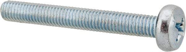 Value Collection - M5x0.80, 40mm Length Under Head Phillips Drive Machine Screw - Pan Head, Grade 4.8 Steel, Zinc-Plated Finish, Without Washer - Industrial Tool & Supply