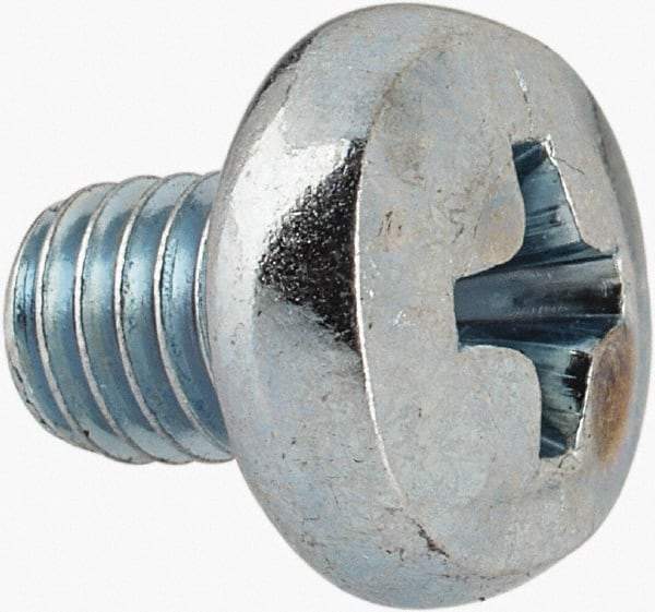 Value Collection - M5x0.80, 6mm Length Under Head Phillips Drive Machine Screw - Pan Head, Grade 4.8 Steel, Zinc-Plated Finish, Without Washer - Industrial Tool & Supply