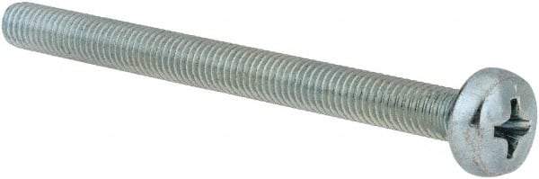 Value Collection - M5x0.80, 60mm Length Under Head Phillips Drive Machine Screw - Pan Head, Grade 4.8 Steel, Zinc-Plated Finish, Without Washer - Industrial Tool & Supply