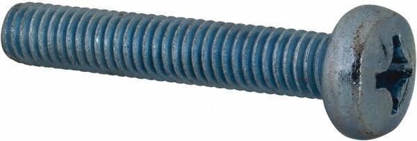 Value Collection - M6x1.00, 35mm Length Under Head Phillips Drive Machine Screw - Pan Head, Grade 4.8 Steel, Zinc-Plated Finish, Without Washer - Industrial Tool & Supply