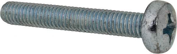 Value Collection - M6x1.00, 40mm Length Under Head Phillips Drive Machine Screw - Pan Head, Grade 4.8 Steel, Zinc-Plated Finish, Without Washer - Industrial Tool & Supply