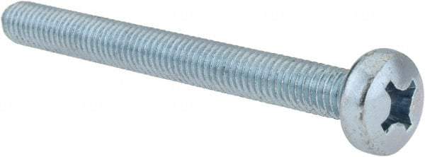 Value Collection - M6x1.00, 60mm Length Under Head Phillips Drive Machine Screw - Pan Head, Grade 4.8 Steel, Zinc-Plated Finish, Without Washer - Industrial Tool & Supply