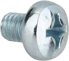 Value Collection - M6x1.00, 8mm Length Under Head Phillips Drive Machine Screw - Pan Head, Grade 4.8 Steel, Zinc-Plated Finish, Without Washer - Industrial Tool & Supply