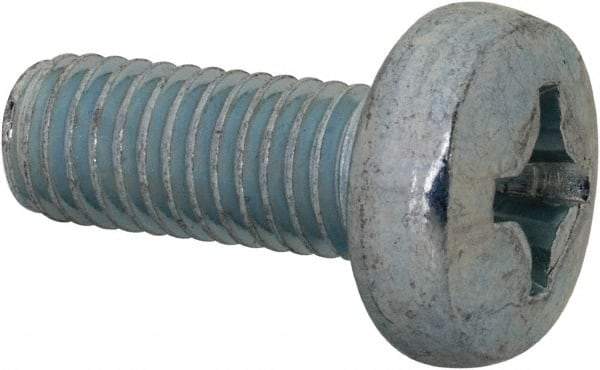 Value Collection - M8x1.25, 20mm Length Under Head Phillips Drive Machine Screw - Pan Head, Grade 4.8 Steel, Zinc-Plated Finish, Without Washer - Industrial Tool & Supply