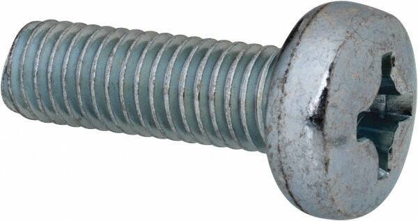 Value Collection - M8x1.25, 25mm Length Under Head Phillips Drive Machine Screw - Pan Head, Grade 4.8 Steel, Zinc-Plated Finish, Without Washer - Industrial Tool & Supply