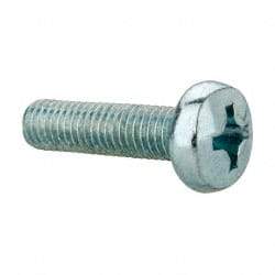 Value Collection - M8x1.25, 30mm Length Under Head Phillips Drive Machine Screw - Pan Head, Grade 4.8 Steel, Zinc-Plated Finish, Without Washer - Industrial Tool & Supply