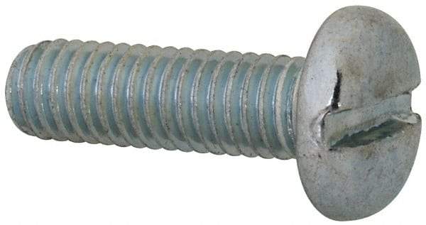 Value Collection - M6x1.00, 20mm Length Under Head Slotted Drive Machine Screw - Pan Head, Grade 4.8 Steel, Zinc-Plated Finish, Without Washer - Industrial Tool & Supply