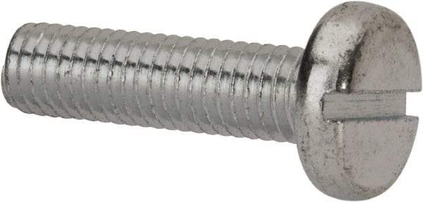 Value Collection - M8x1.25, 30mm Length Under Head Slotted Drive Machine Screw - Pan Head, Grade 4.8 Steel, Zinc-Plated Finish, Without Washer - Industrial Tool & Supply