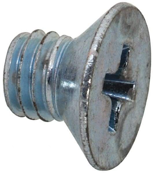 Value Collection - M5x0.80, 6mm OAL Phillips Drive Machine Screw - Flat Head, Grade 4.8 Steel, Zinc-Plated Finish, Without Washer - Industrial Tool & Supply