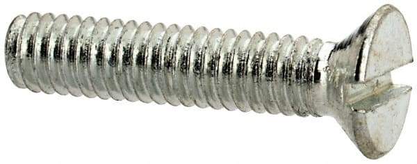Value Collection - M2.5x0.45, 12mm OAL Slotted Drive Machine Screw - Flat Head, Grade 4.8 Steel, Zinc-Plated Finish, Without Washer - Industrial Tool & Supply