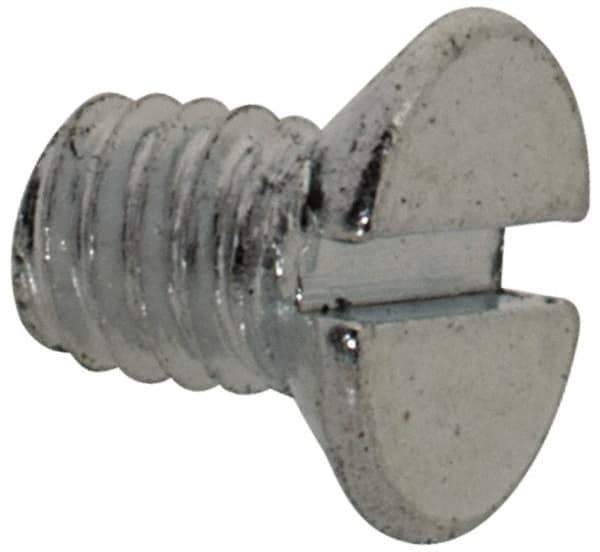 Value Collection - M2.5x0.45, 4mm OAL Slotted Drive Machine Screw - Flat Head, Grade 4.8 Steel, Zinc-Plated Finish, Without Washer - Industrial Tool & Supply