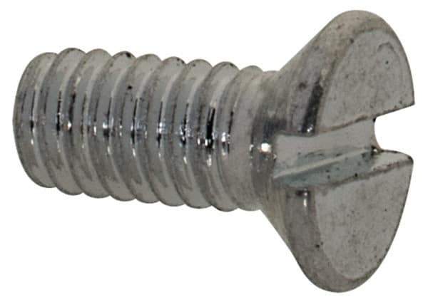 Value Collection - M2.5x0.45, 6mm OAL Slotted Drive Machine Screw - Flat Head, Grade 4.8 Steel, Zinc-Plated Finish, Without Washer - Industrial Tool & Supply