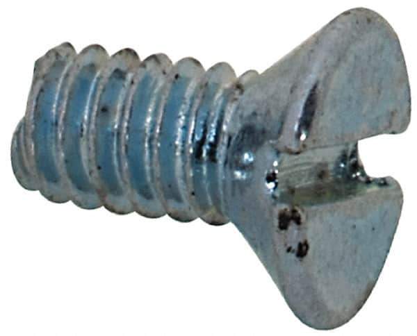 Value Collection - M2x0.40, 4mm OAL Slotted Drive Machine Screw - Flat Head, Grade 4.8 Steel, Zinc-Plated Finish, Without Washer - Industrial Tool & Supply