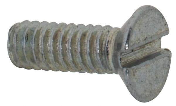 Value Collection - M2x0.40, 6mm OAL Slotted Drive Machine Screw - Flat Head, Grade 4.8 Steel, Zinc-Plated Finish, Without Washer - Industrial Tool & Supply