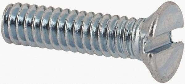 Value Collection - M2x0.40, 8mm OAL Slotted Drive Machine Screw - Flat Head, Grade 4.8 Steel, Zinc-Plated Finish, Without Washer - Industrial Tool & Supply