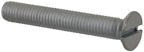 Value Collection - M5x0.80, 35mm OAL Slotted Drive Machine Screw - Flat Head, Grade 4.8 Steel, Zinc-Plated Finish, Without Washer - Industrial Tool & Supply